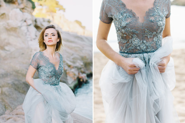 slate blue wedding dress