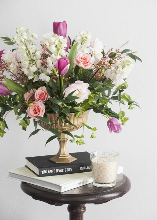 DIY Footed Gold Flower Vase diy fruit bowl